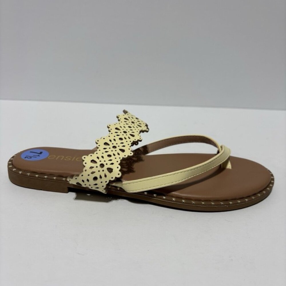 Kensie Women’s Masha Flat Off White Sandals, Size 7.5 M